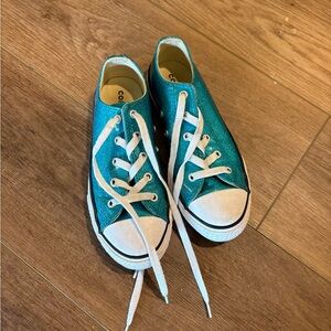 Converse kids sparkly Teal Sneakers